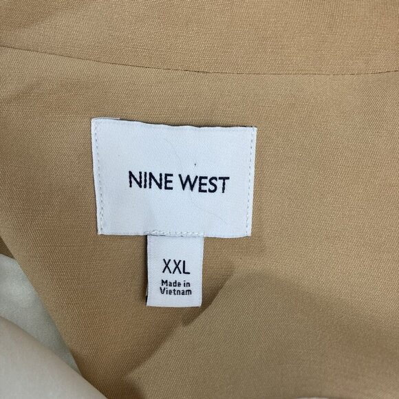 Nine West Sleeveless Trench Vest Womens 2XL Tan White Belted Double Breasted‎ - Picture 4 of 14